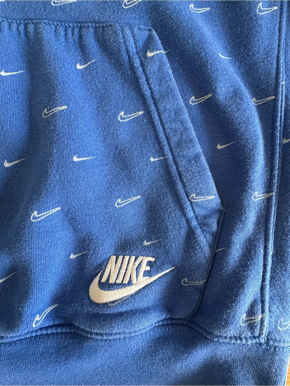 Nike Sportswear Club Fleece All Over Swoosh Print Blue Hoodie Mens Small S
